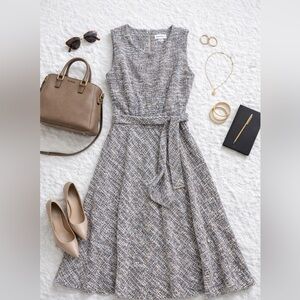 Calvin Klein Tweed Fit & Flare Dress – Size 12